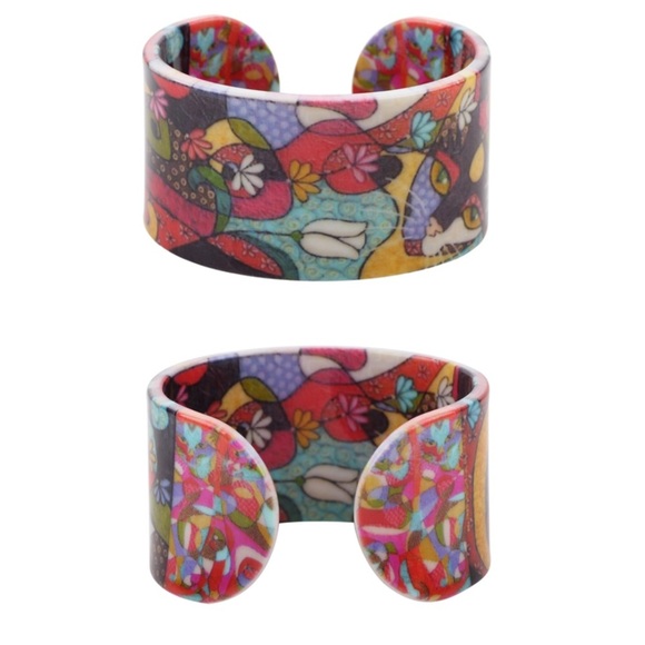 NWT Cat & Tulip Geometric Bracelet Cuff - Picture 2 of 4